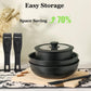 12pcs Non-Stick Cookware Set, Pots and Pans Set with Spatula and Detachable Handle for Kitchen, Black