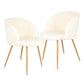 Adjust Legs Upholstered teddy faux fur dining armrest chair set of 2 (Off White)