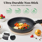 12pcs Non-Stick Cookware Set, Pots and Pans Set with Spatula and Detachable Handle for Kitchen, Black