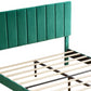 Full Size Frame Platform Bed with Upholstered Headboard and Slat Support, Heavy Duty Mattress Foundation, No Box Spring Required, Easy to Assemble, Green
