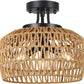 Rattan Semi Flush Mount
