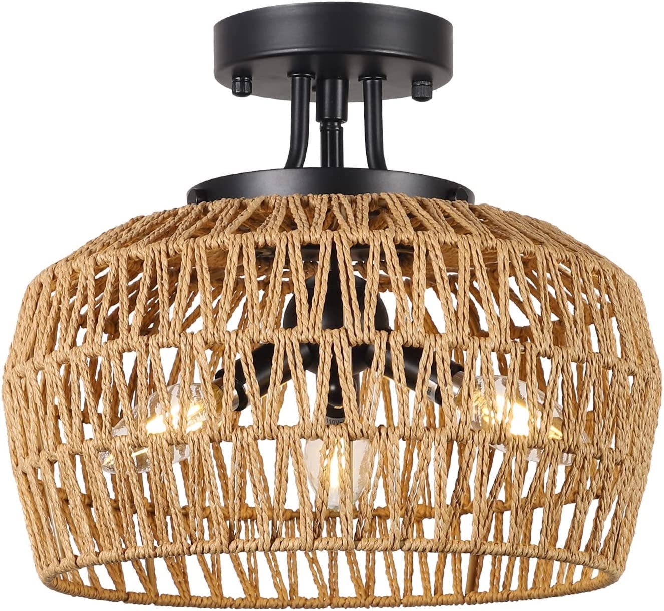 Rattan Semi Flush Mount