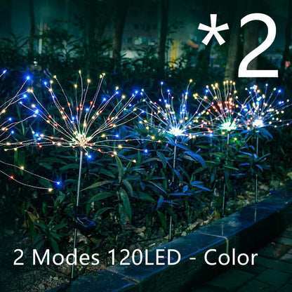 Ground Plug Solar Fireworks Light LED Light String Copper Wire Outdoor Garden Decoration Star Lights Christmas Lights