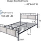 Metal Queen Bed Frame with Upholstered Headboard & Footboard