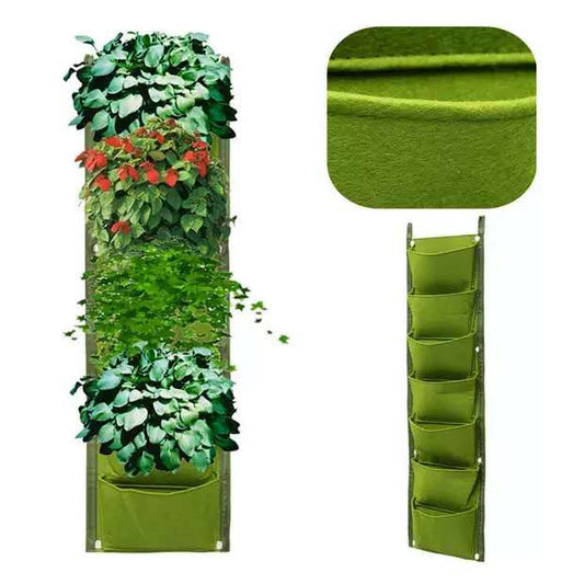 Felt Plant Bag With 7 Ports Reinforcement Wall-mounted Felt Planting Bag