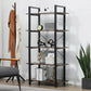 5 Shelf Vintage Industrial Rustic Bookshelf, 5 Shelf Wood and Metal Bookcase, Open Etagere Bookshelf, Farmhouse Wood Bookshelf, Vintage Brown