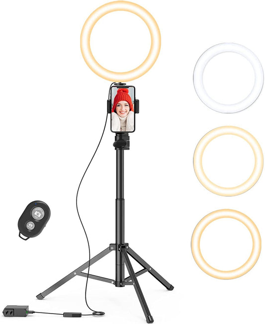 9-inch Ring Light with Stand and Phone Holder, 50" Tripod with Remote