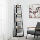 Corner shelf, 5-tier corner bookshelf, 70-inch high display storage rack, multifunctional unit ladder shelf for living room, office, small space