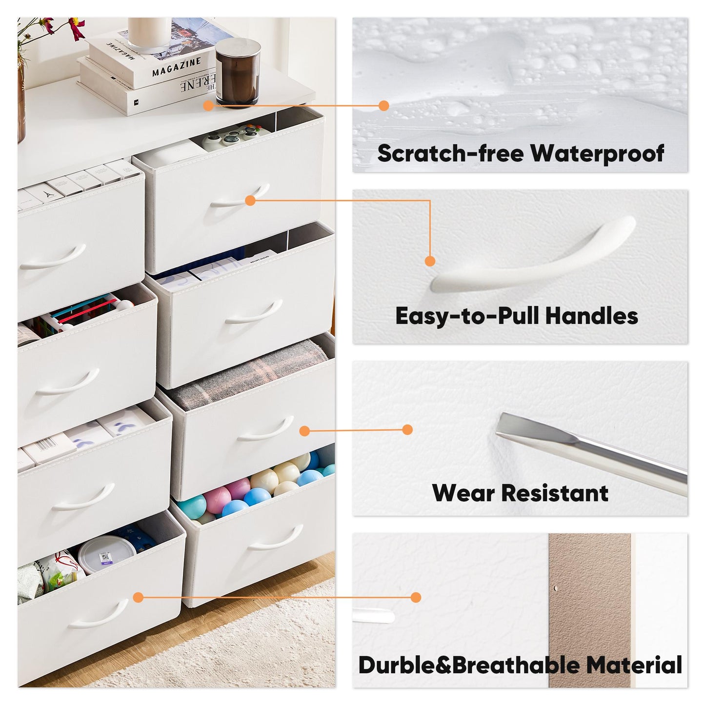 Dresser for Bedroom, Drawer Dresser Organizer Storage Drawers Fabric Storage Tower