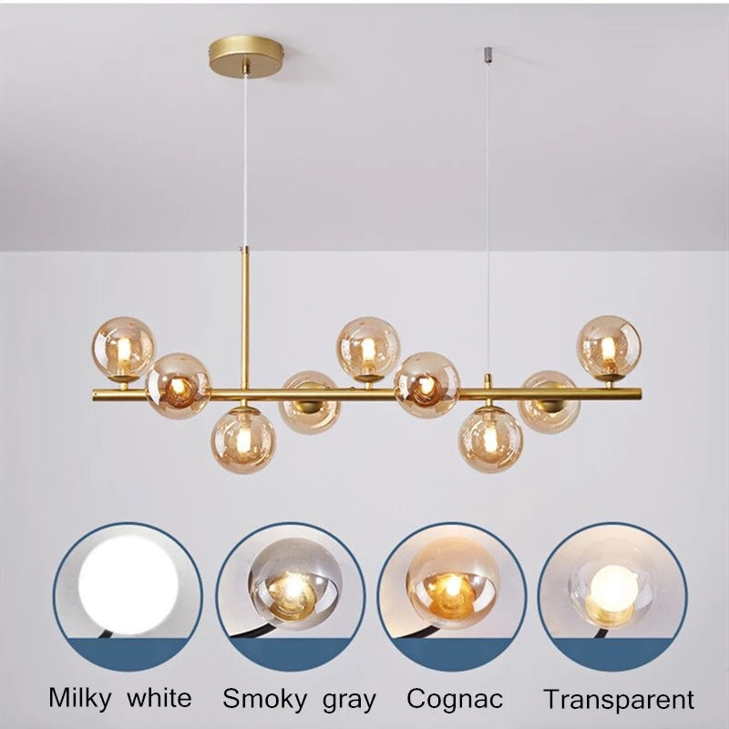 Long Minimalist Glass Magic Bean Chandelier
