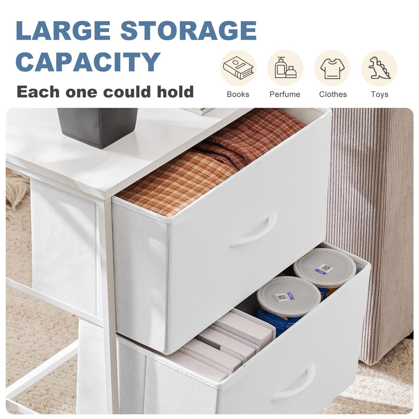 Dresser for Bedroom, Drawer Dresser Organizer Storage Drawers Fabric Storage Tower