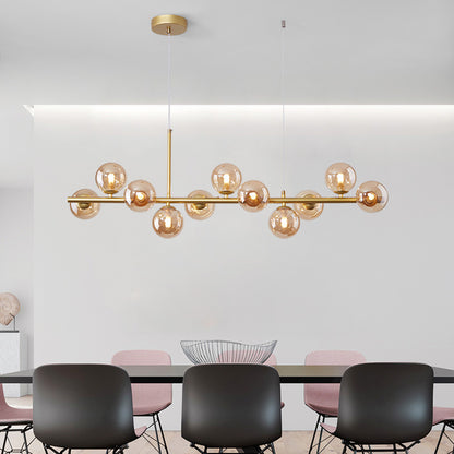 Long Minimalist Glass Magic Bean Chandelier