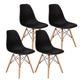 Black Plastic Chair with Wooden Legs, 4 pc / Set