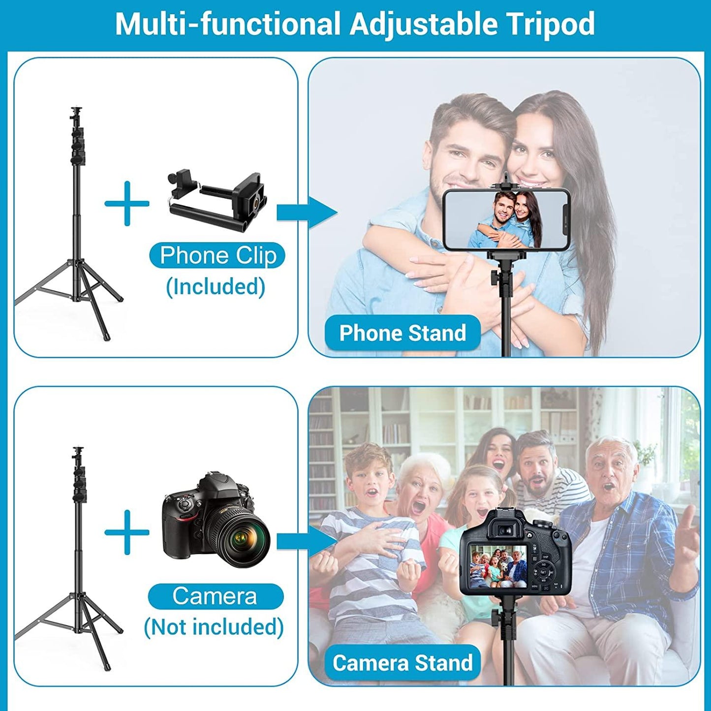9-inch Ring Light with Stand and Phone Holder, 50" Tripod with Remote