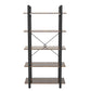 5 Shelf Vintage Industrial Rustic Bookshelf, 5 Shelf Wood and Metal Bookcase, Open Etagere Bookshelf, Farmhouse Wood Bookshelf, Vintage Brown