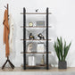5 Shelf Vintage Industrial Rustic Bookshelf, 5 Shelf Wood and Metal Bookcase, Open Etagere Bookshelf, Farmhouse Wood Bookshelf, Vintage Brown