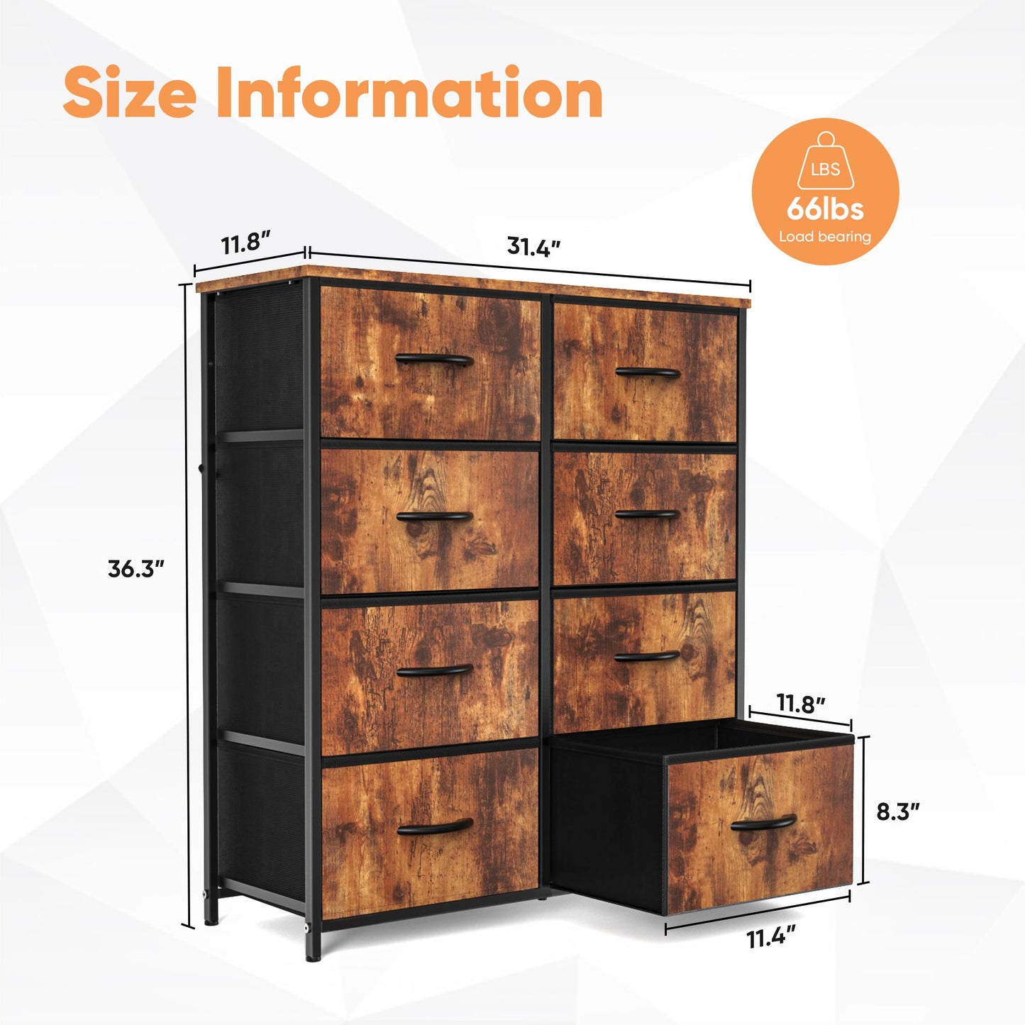 Dresser for Bedroom, Drawer Dresser Organizer Storage Drawers Fabric Storage Tower