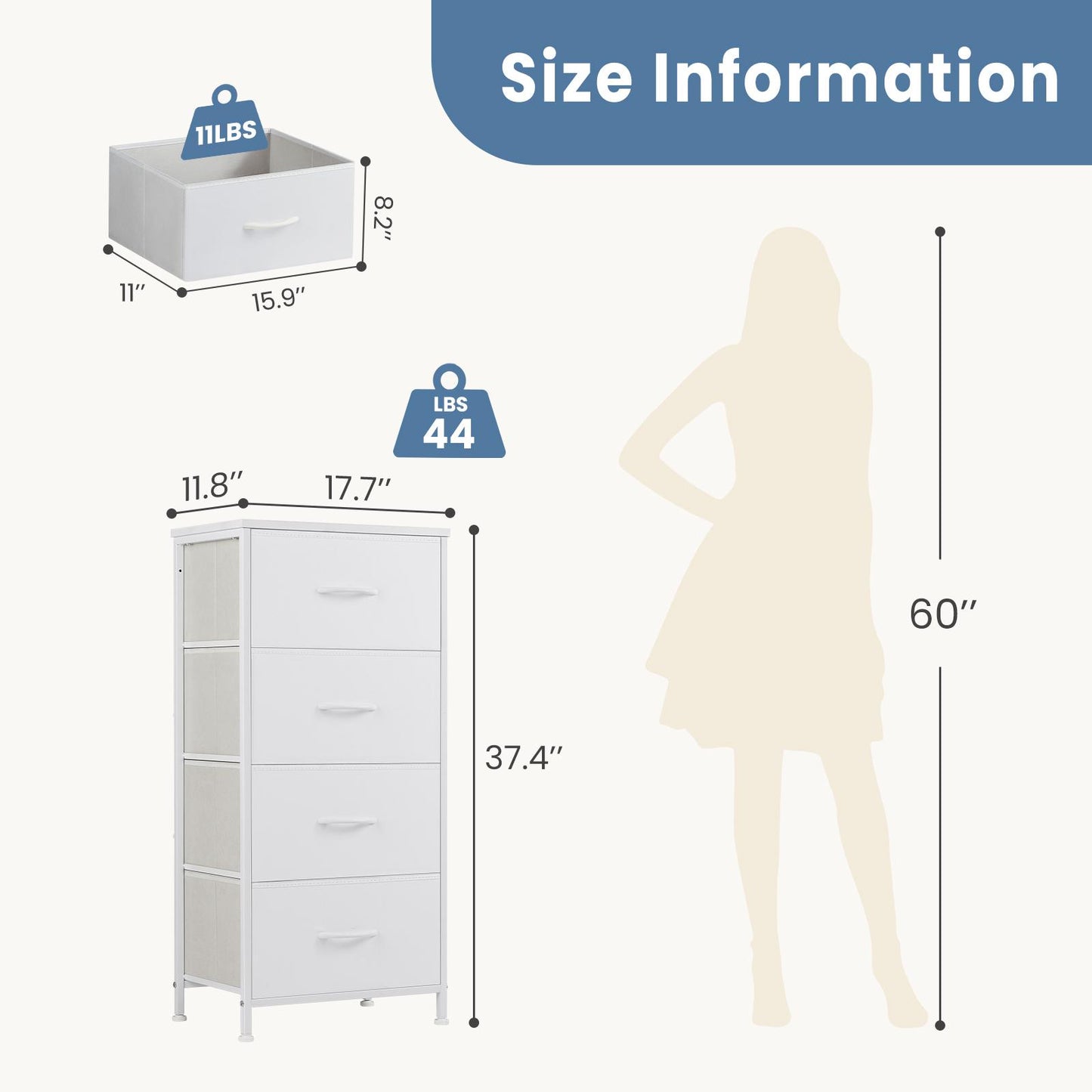 Dresser for Bedroom, Drawer Dresser Organizer Storage Drawers Fabric Storage Tower