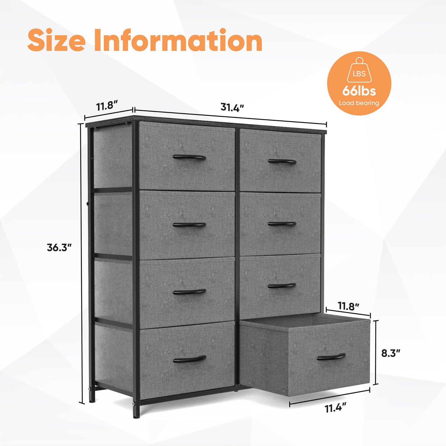 Dresser for Bedroom, Drawer Dresser Organizer Storage Drawers Fabric Storage Tower