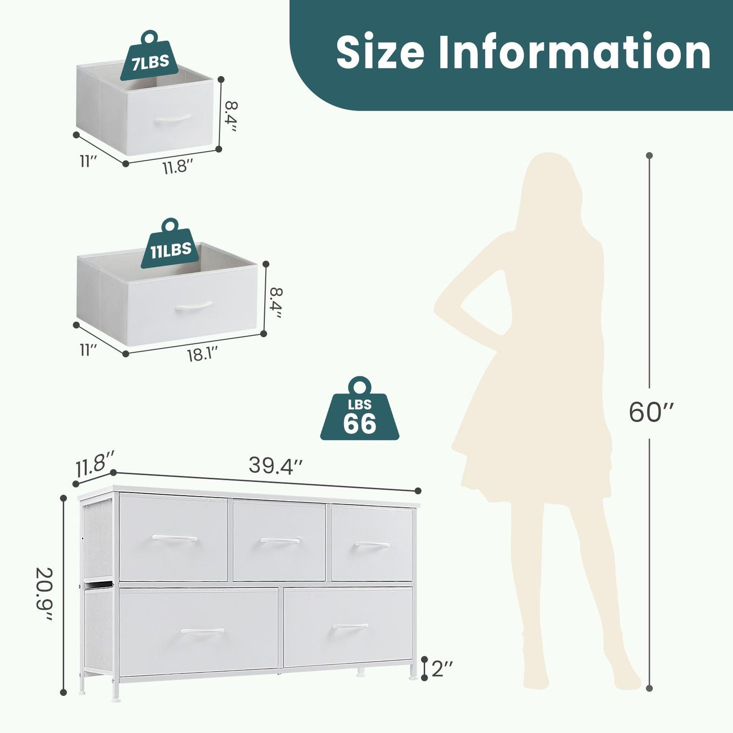 Dresser for Bedroom, Drawer Dresser Organizer Storage Drawers Fabric Storage Tower