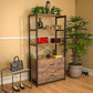 62.7 Inch High Bookshelf 4-Tier Industrial Bookcase with File Cabinet Drawers, Freestanding Storage Home Office Cabinet Organizer, Vintage Brown