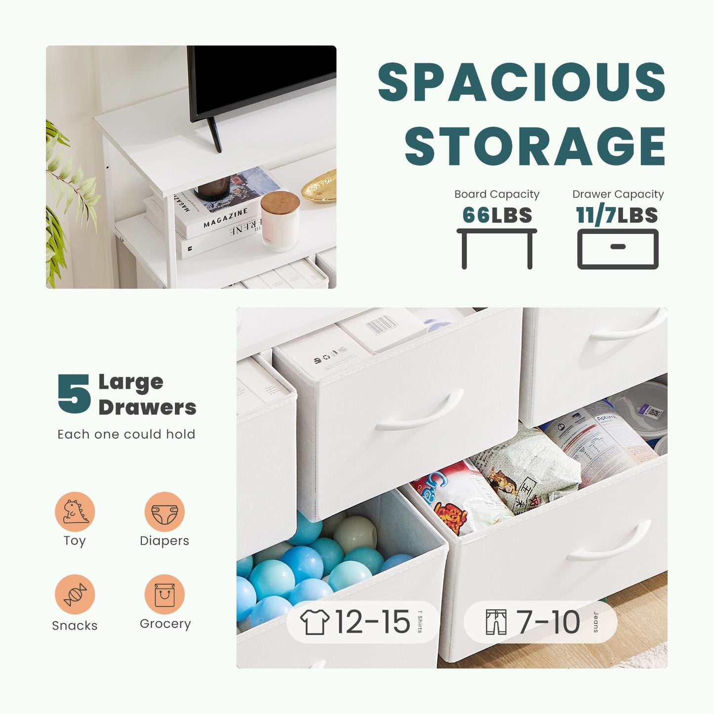 Dresser for Bedroom, Drawer Dresser Organizer Storage Drawers Fabric Storage Tower