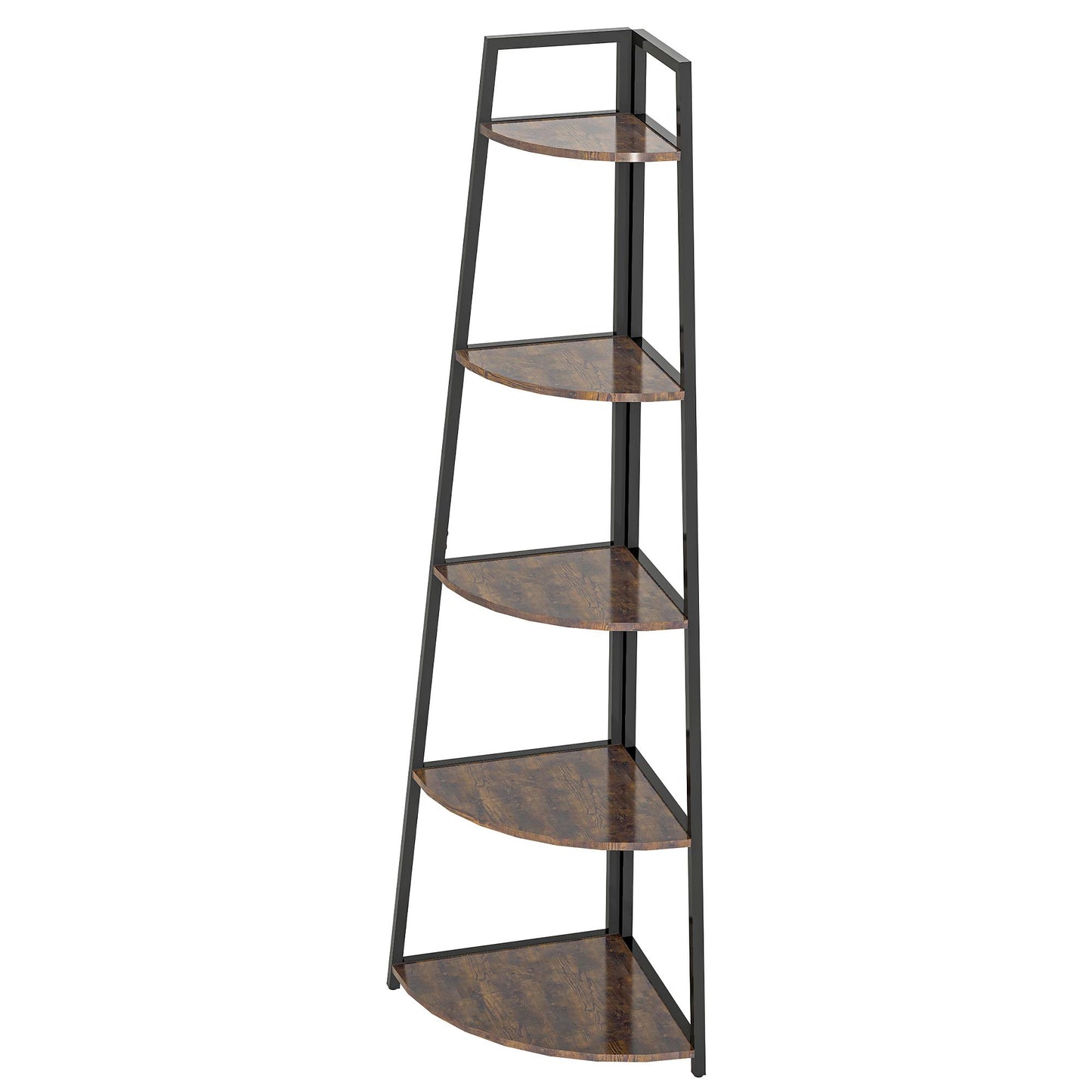 Corner shelf, 5-tier corner bookshelf, 70-inch high display storage rack, multifunctional unit ladder shelf for living room, office, small space