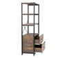 62.7 Inch High Bookshelf 4-Tier Industrial Bookcase with File Cabinet Drawers, Freestanding Storage Home Office Cabinet Organizer, Vintage Brown