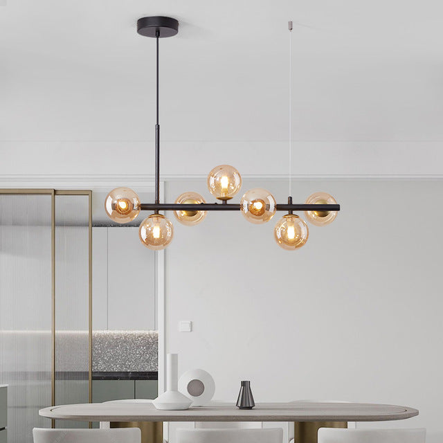Long Minimalist Glass Magic Bean Chandelier