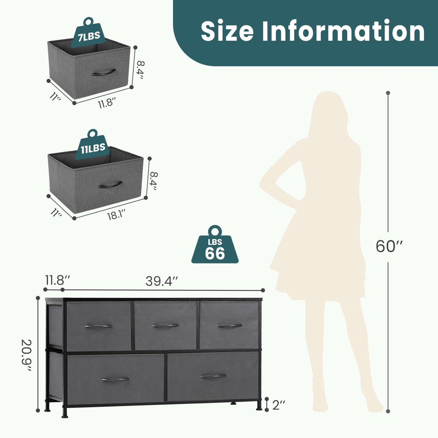 Dresser for Bedroom, Drawer Dresser Organizer Storage Drawers Fabric Storage Tower
