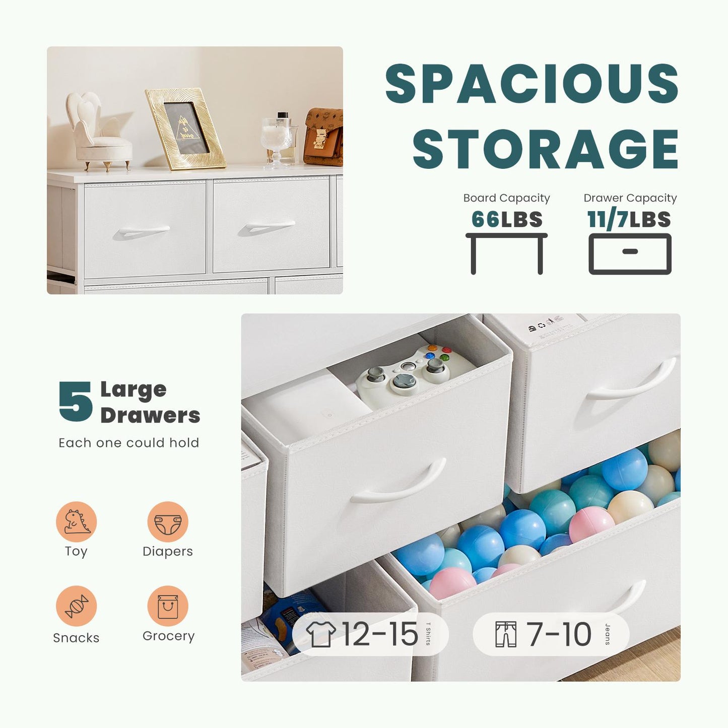 Dresser for Bedroom, Drawer Dresser Organizer Storage Drawers Fabric Storage Tower