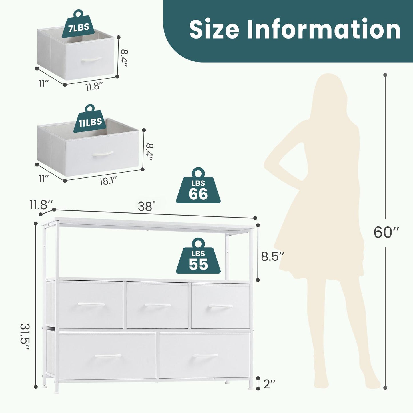 Dresser for Bedroom, Drawer Dresser Organizer Storage Drawers Fabric Storage Tower