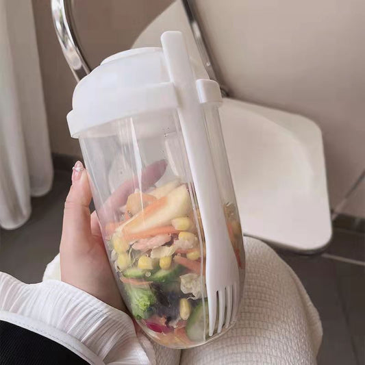 Salad Cup Container Set With Fork Sauce Cup Lid Bento Food Taper Bowl Lunch Box