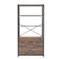 62.7 Inch High Bookshelf 4-Tier Industrial Bookcase with File Cabinet Drawers, Freestanding Storage Home Office Cabinet Organizer, Vintage Brown