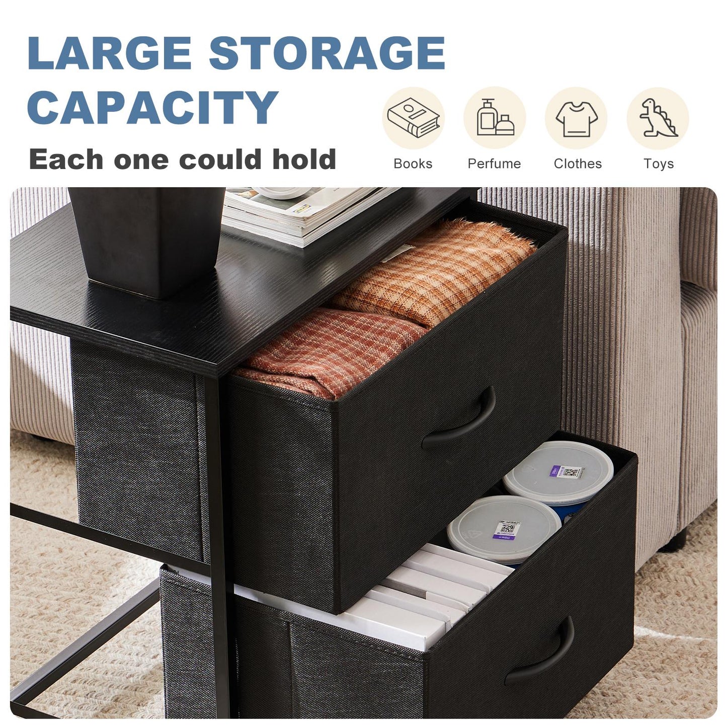 Dresser for Bedroom, Drawer Dresser Organizer Storage Drawers Fabric Storage Tower