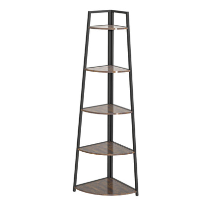 Corner shelf, 5-tier corner bookshelf, 70-inch high display storage rack, multifunctional unit ladder shelf for living room, office, small space