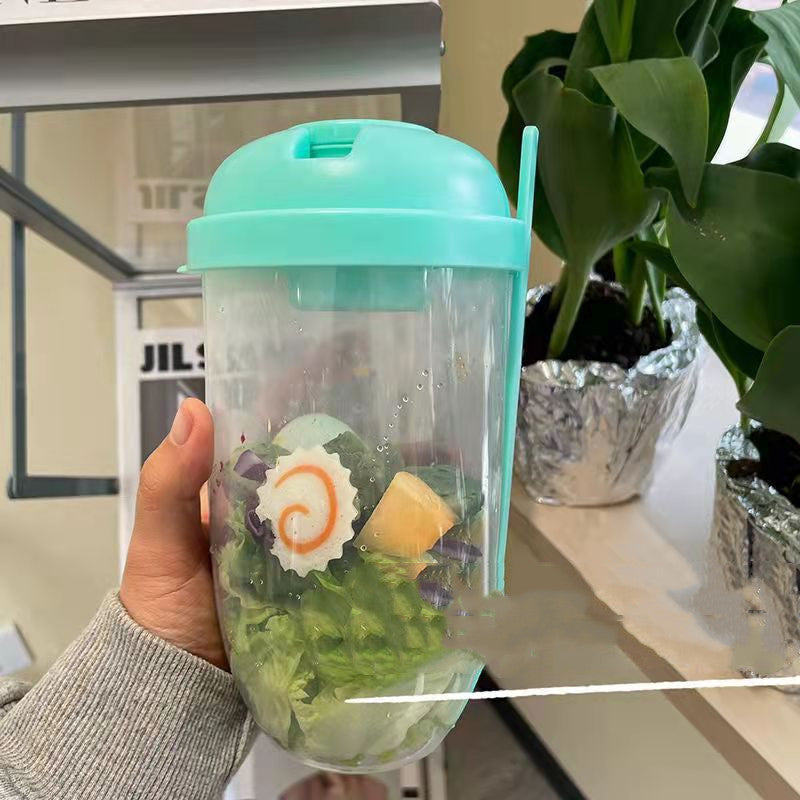 Salad Cup Container Set With Fork Sauce Cup Lid Bento Food Taper Bowl Lunch Box