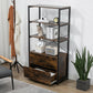 62.7 Inch High Bookshelf 4-Tier Industrial Bookcase with File Cabinet Drawers, Freestanding Storage Home Office Cabinet Organizer, Vintage Brown