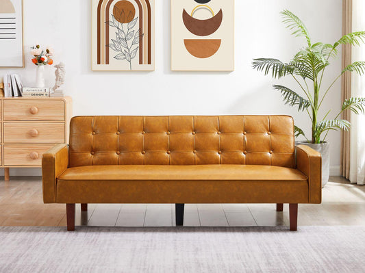 PU Leather Sofa Furniture Adjustable backrest Easily Assembles Loveseat